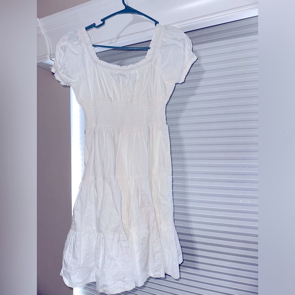 Princess Polly White Daniela Tiered Cotton Fit & Flare Mini Dress